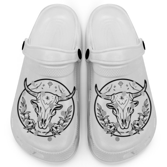 Cow Skull Boho Clogs