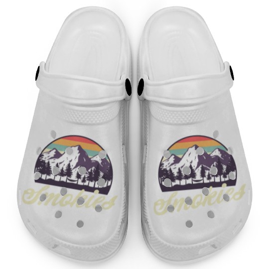 Retro Lake Tahoe Mountains Distressed Clogs