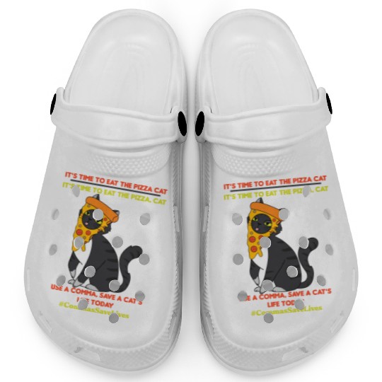 Commas Save Lives Pizza Cat Clogs