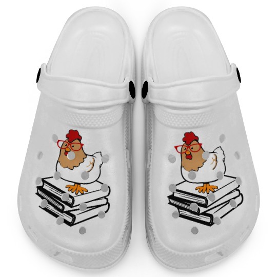 Chicken Book Nerd Love Reading Farm Clogs