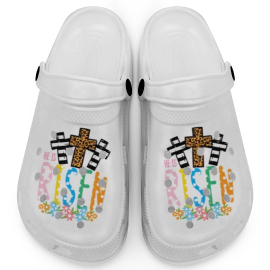 He Is Risen Leopard Cross Easter Jesus Religious Clogs