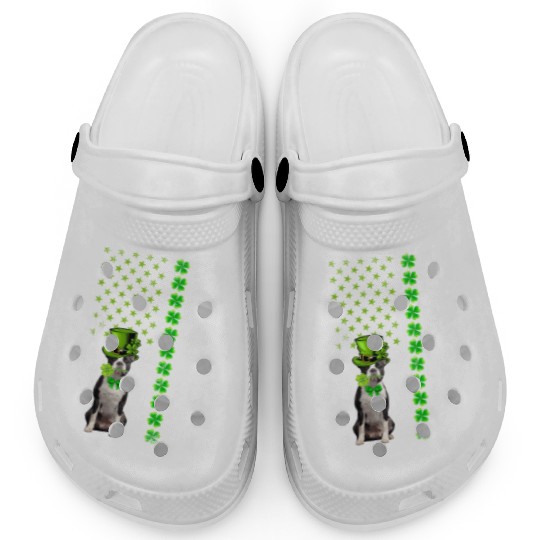 American Flag Boston Terrier Dog St Patric Day Clogs
