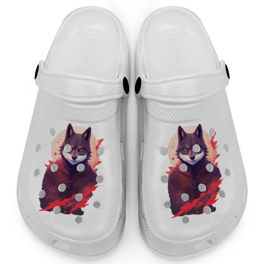 Ninja Style: The Cute Wolf Face with a Twist of Me Clogs