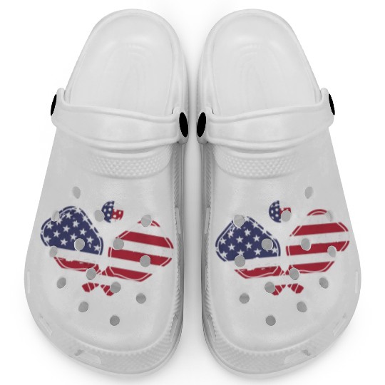 Patriotic Pickleball US Flag Paddleball Design Clogs