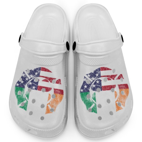 Firefighter St Patric Day Irish American Flag Clogs