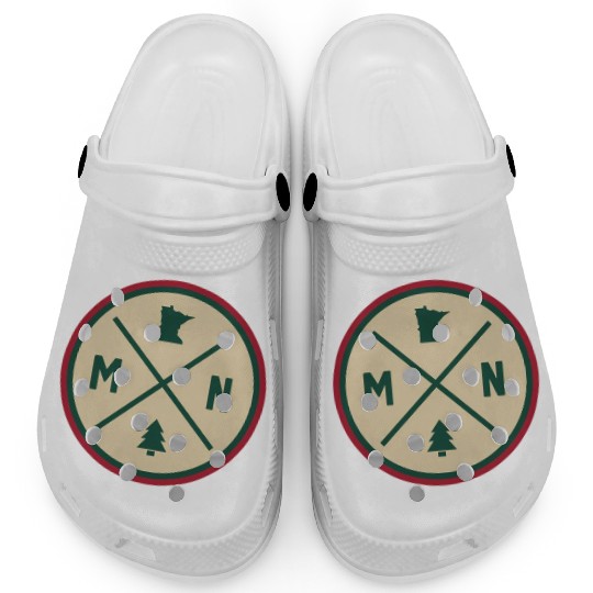 Minnesota Mn Circle Patch Red And Green Clogs