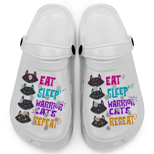 Eat Sleep Cat Warrior Repeat Cat Warrior Love Cats Clogs
