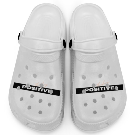 White Black Simple Positive Typography Clogs