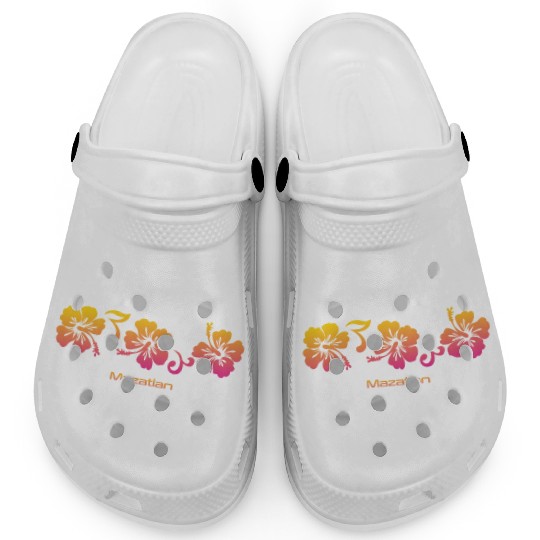 Mazatlan Mexico Hibiscus Souvenir Vacation Clogs