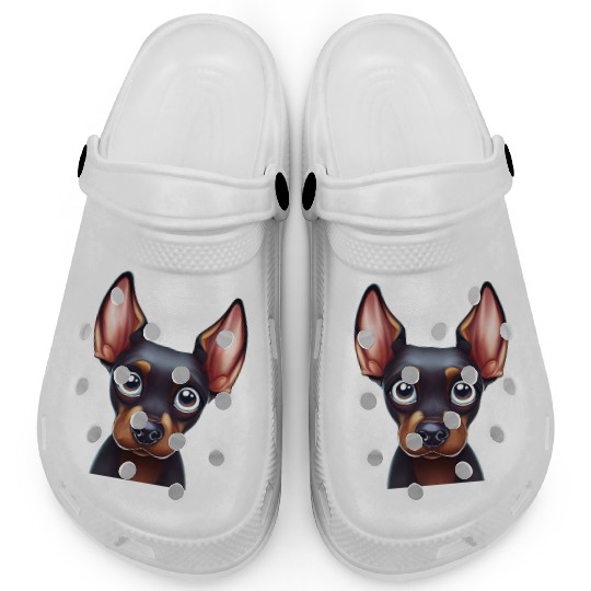 Playful Doberman Pinscher Art Clogs