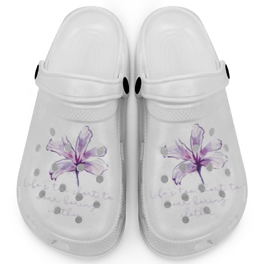 Purple Lily Flower surprise with quote Clogs