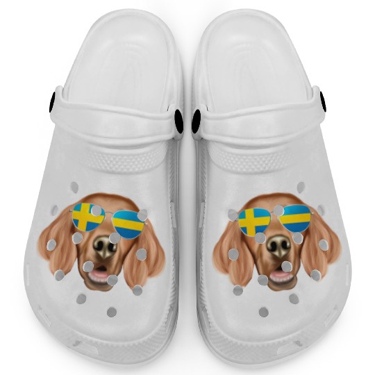 Swedish Flag Irish Setter Dog Sweden Pocket Clogs