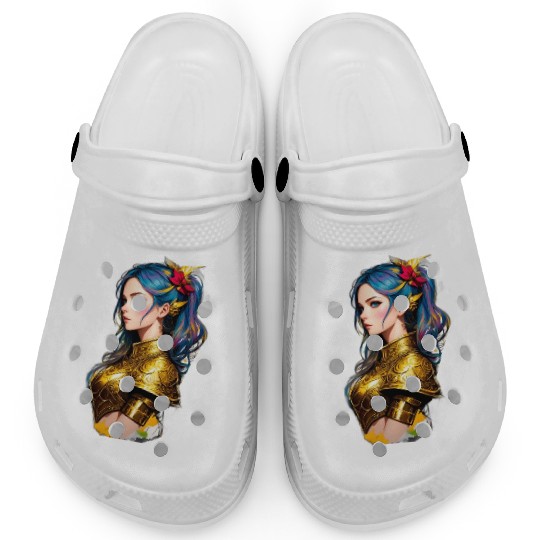 Artistic Comic Style Nordic Medieval Fantasy Woman Clogs
