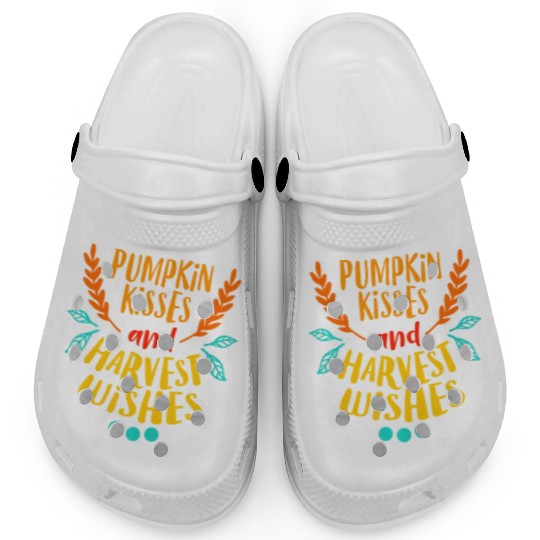 PUMPKIN KISSES HARVEST WISHES Funny Love Fall Clogs