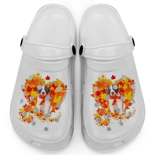 Autumn Leaf Heart Saint Bernard Scarf Fall Lover Clogs