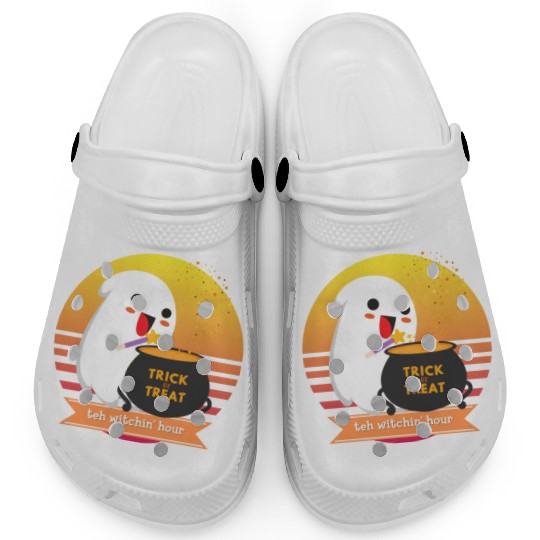 Halloween Cute Ghost Witching Hour Trick Or Treat Clogs