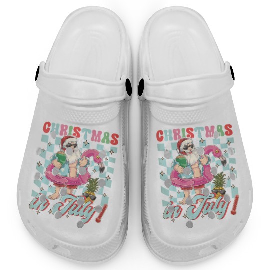 Christmas In July Groovy Santa Flamingo Float Clogs