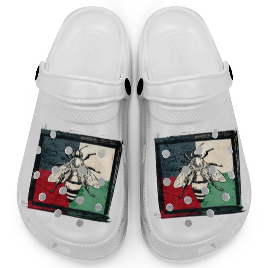 Vintage Bee Insect Colorful Illustration Clogs