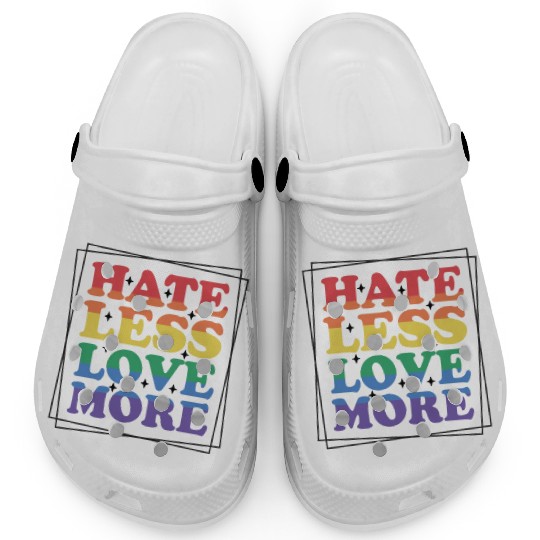 Vintage LGBT Pride Month Hate Less Love More Clogs