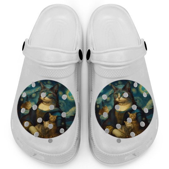 Mona Lisa With Cats Starry Night Van Gogh Painting Clogs