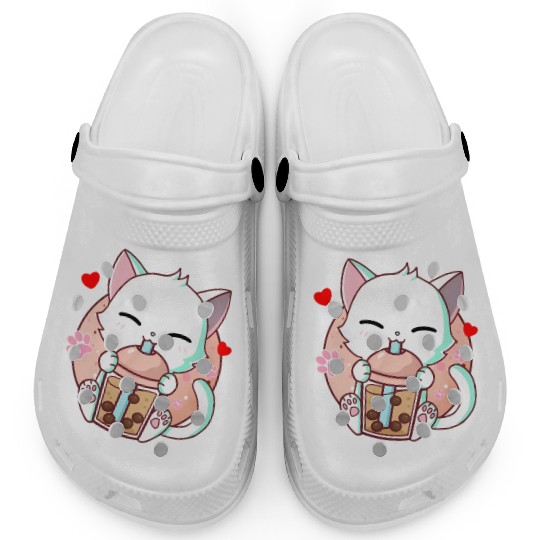 Cat Boba Tea Bubble Tea Kawaii Anime Japanese Clogs