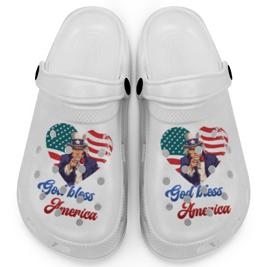 God Bless America Independence Day 4th July USA Clogs