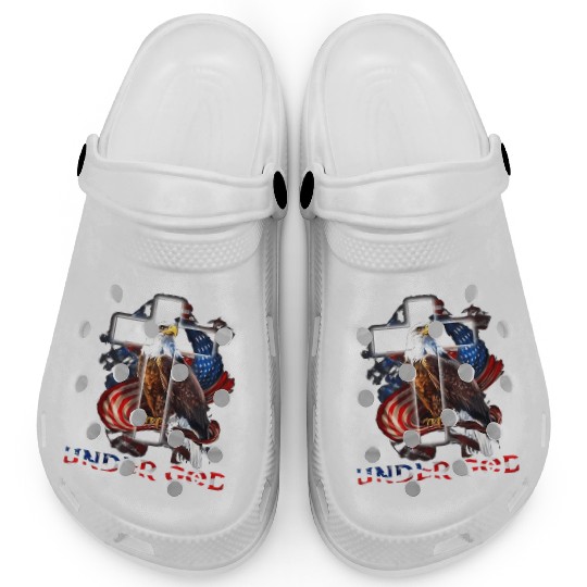 One Nation Under God Jesus Usa Cross Bald Eagle Clogs