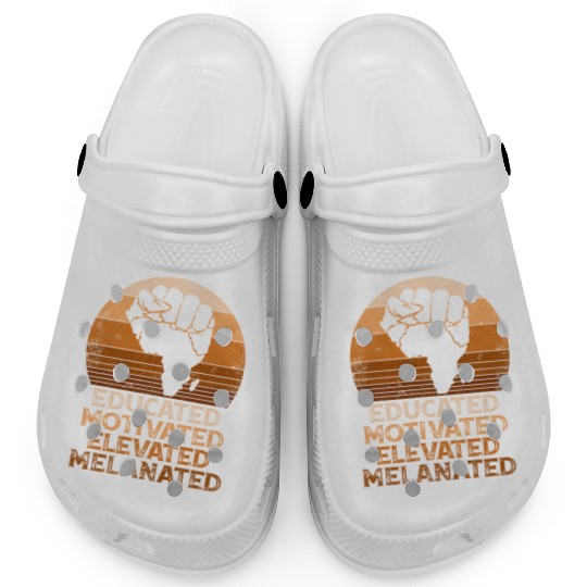 Juneteenth Educated Motivated Elevated Melanated M Clogs