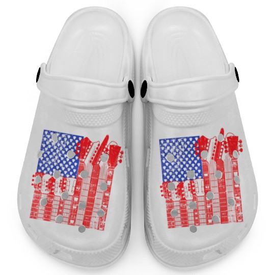 American Flag Guitar Patriotic Funny Clogs