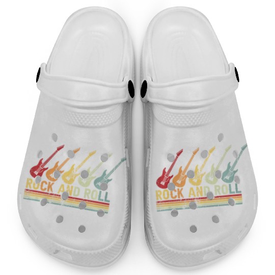 Vintage Retro Rock And Roll Guitar Music Clogs