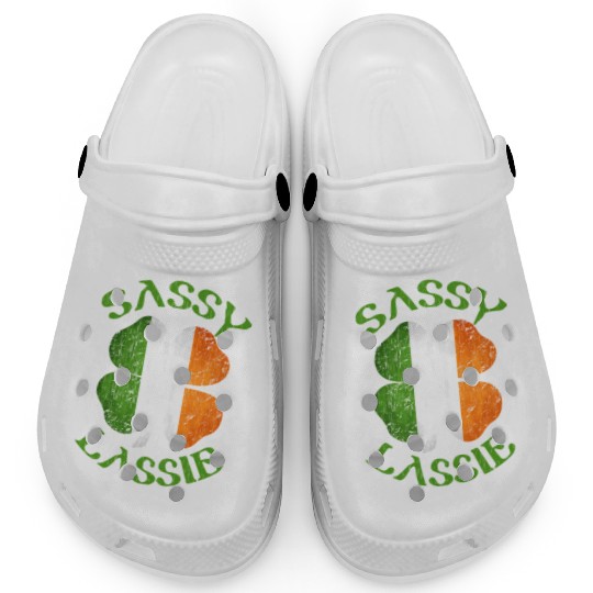 Sassy Lassie Shamrock Irish St Patrick Day Wo Clogs