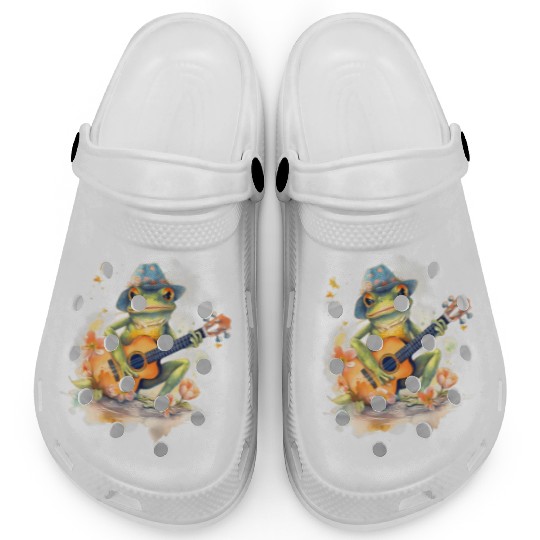 Cottagecore Aesthetic Frog Playing Banjo Guitar Clogs