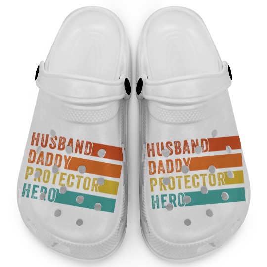 Retro Husband Daddy Protector Hero Fathers day Clogs