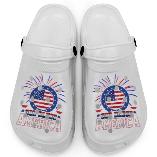 God Bless America Independence Day USA Patriot Clogs