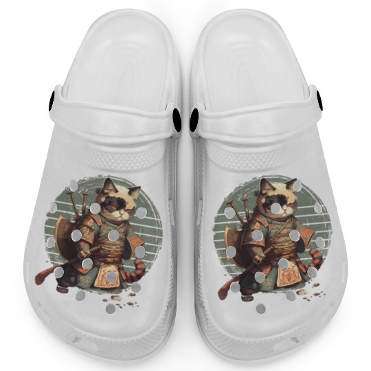 Samurai Cat Warrior Japanese Ninja Cat Kawaii Clogs
