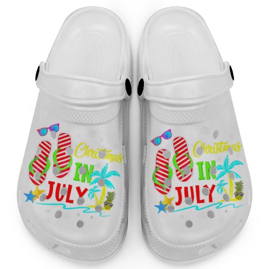Christmas In July Flip Flops Funny Beach Summer Clogs