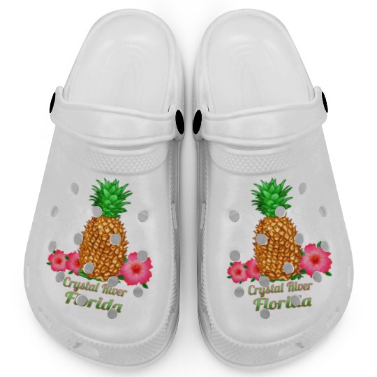 I Love Crystal River Florida Fl Pineapple Floral Clogs