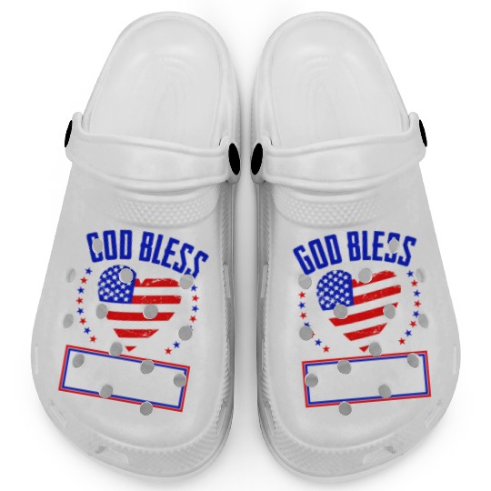 God Bless America Independence Day USA Patriot Clogs