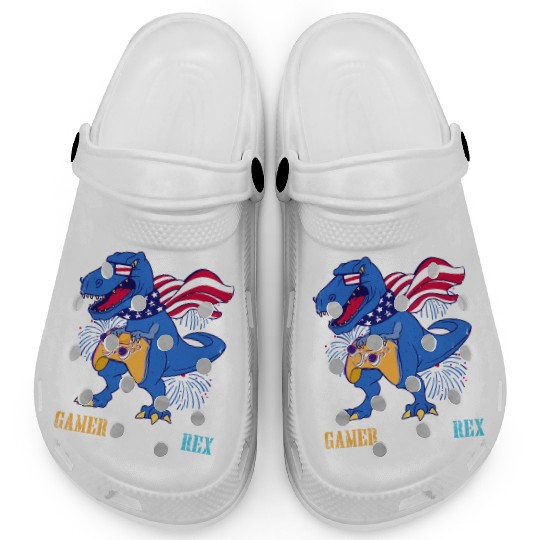 Amerisaurus Rex Independence Day USA Party Clogs