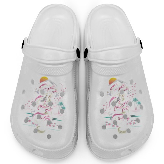Japanese Dragon Asian Neon retro 80s style Clogs