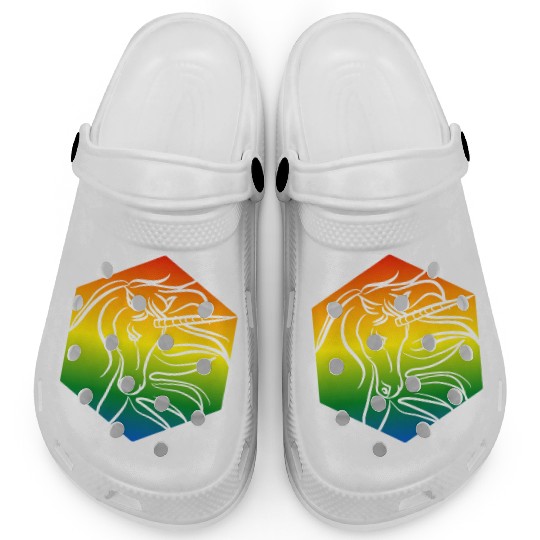 Rainbow Unicorn Silhouette | TTRPG Pride Clogs