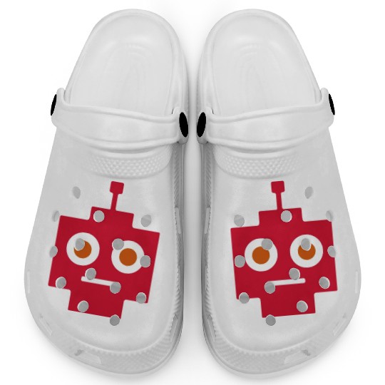 Museum of AI googly-eyes robot (no text) Clogs