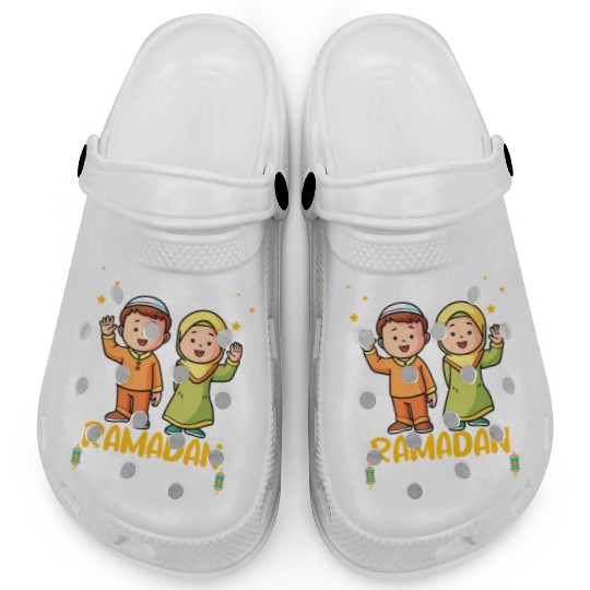Happy Ramadan Mubarak Holy Month With Hijab Muslim Clogs