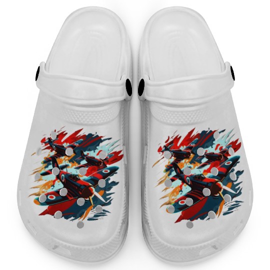 Spitfire Airplane Vintage Pilot Aviator Military Clogs
