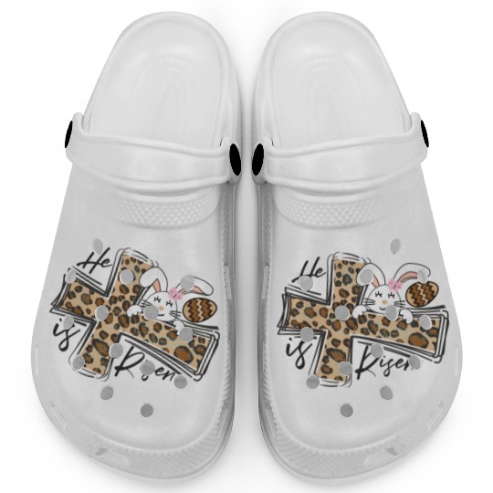 Happy Easter He Is Risen Jesus Cross Easter Bunny Clogs