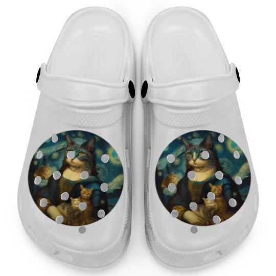 Mona Lisa With Cats Starry Night Van Gogh Painting Clogs