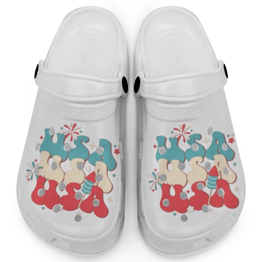 USA And Fireworks, Independence Day Clogs