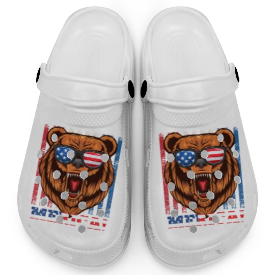 Merica Independence Day American Bear USA Party Clogs