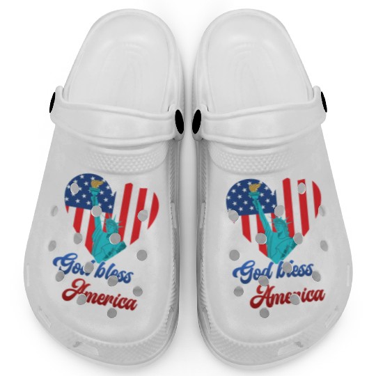 God Bless America Independence Day 4th July USA Clogs