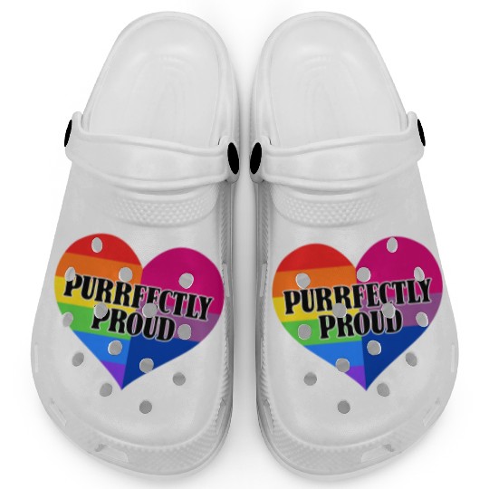 Purrfectly Proud Rainbow Bisexual Flag Heart Clogs